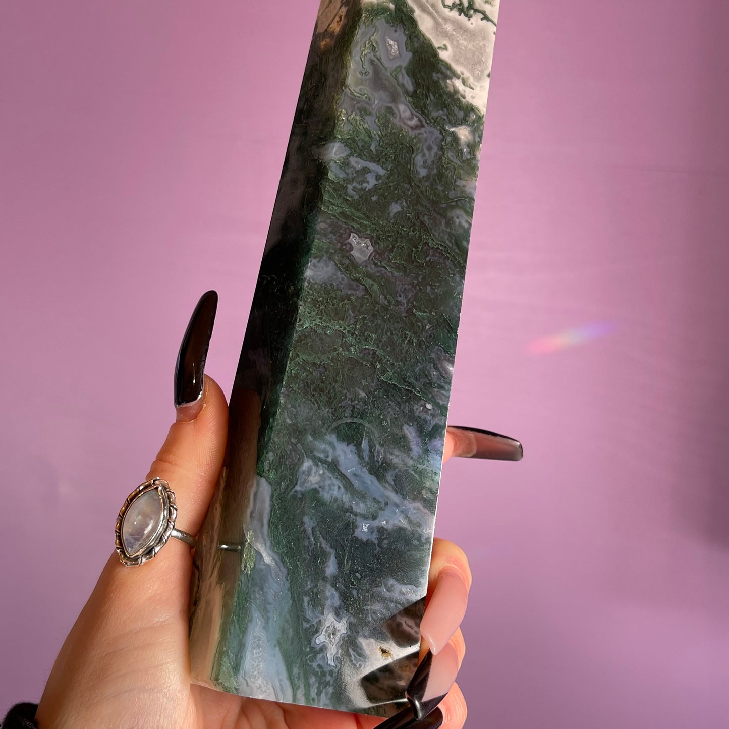 moss agate tower 1.16kg