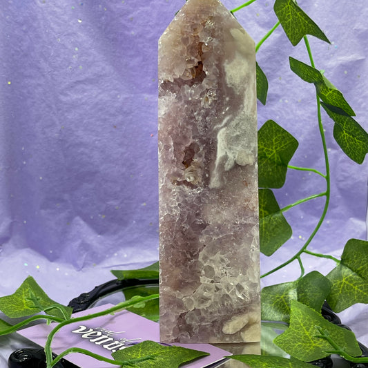 flower agate X amethyst X pink amethyst tower 700+g
