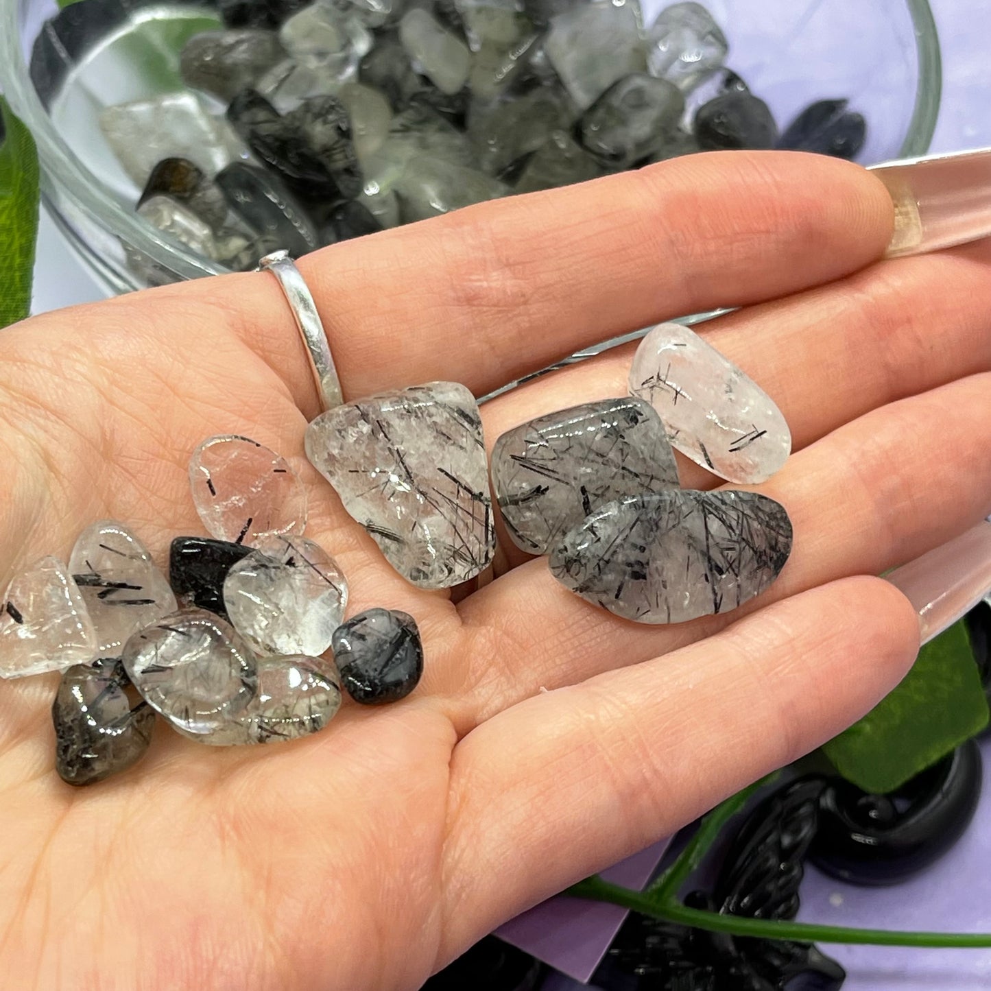 tourmalinated quartz tumble mini (2-5pcs)